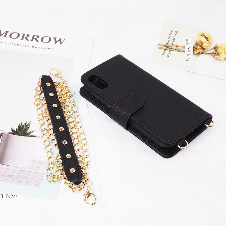 Fashion luxury Detachable Leather Phone Case with chain For iPhone X Phone Case Book Flip Protective Cover