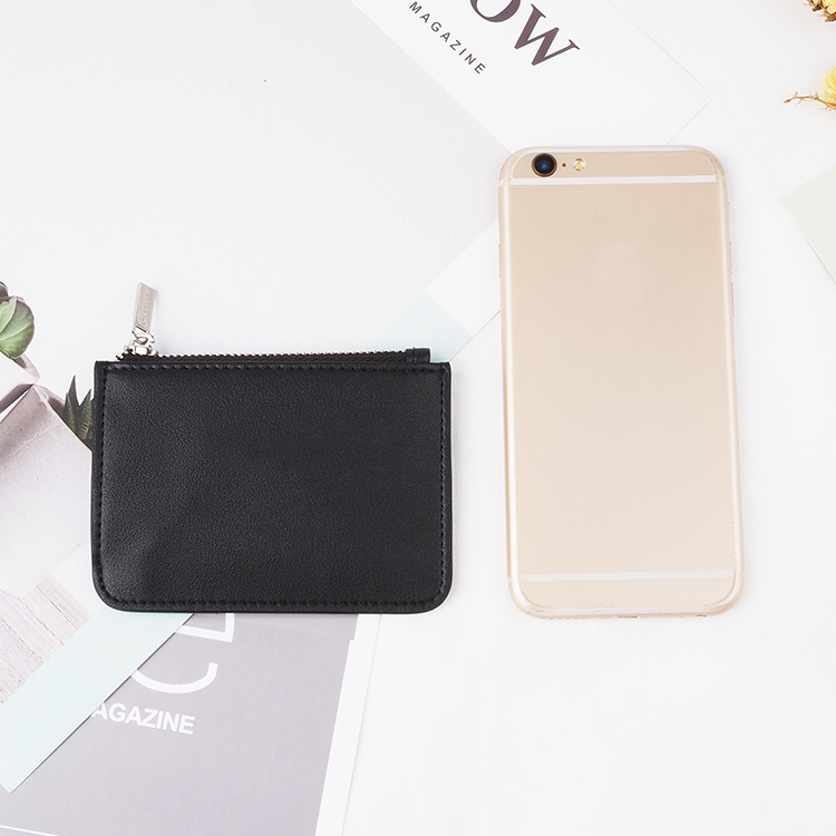 new design black nappa Leather Card Holder with zipper