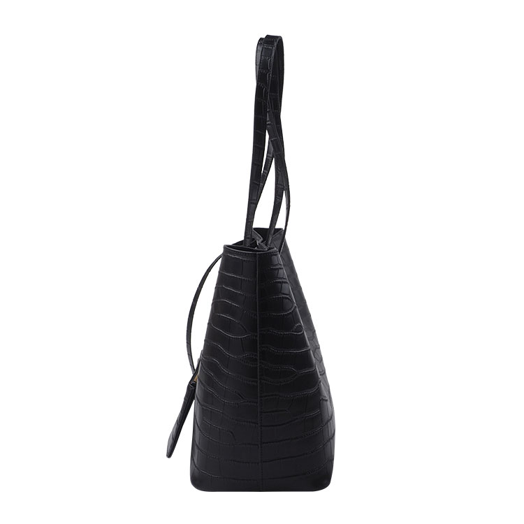 High Quality Fashion Wholesale Luxury Black Handmade Lady Cowhide Crocodile Real Genuine Leather Handbag