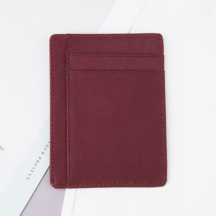 Fashion Saffiano Leather Double Cardholder Rfid Blocking Card Holder