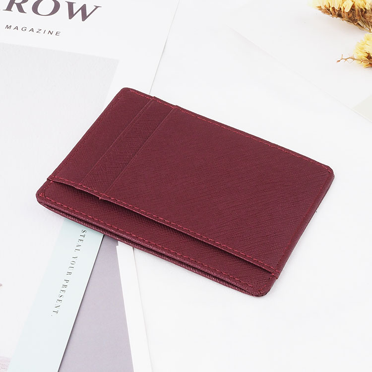 Fashion Saffiano Leather Double Cardholder Rfid Blocking Card Holder