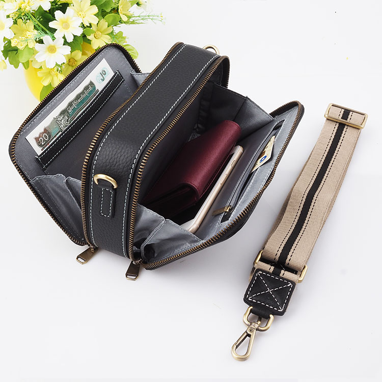 Genuine Leather square mini top handle shoulder handbag for lady crossbag