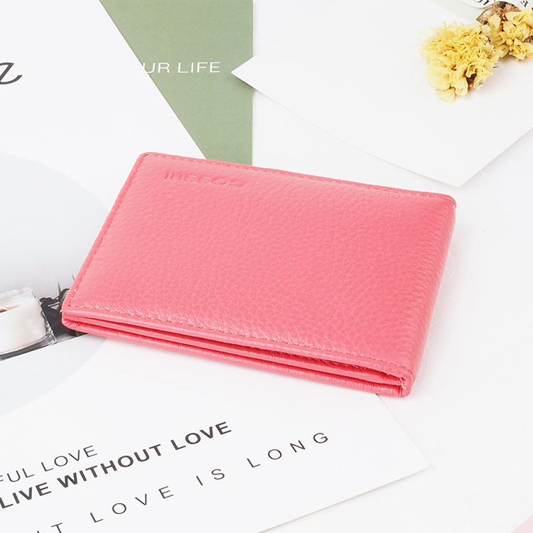 Hot sale pebble leather customized colorful pocket id credit card holder