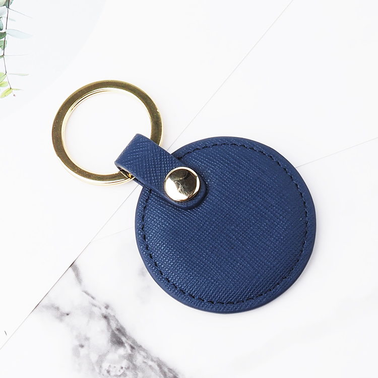 Personalized Round Keychain Genuine Key Ring Custom Leather Keychains