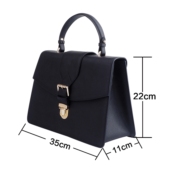 Fashion trendy big shoulder bag women black saffiano leather handbag