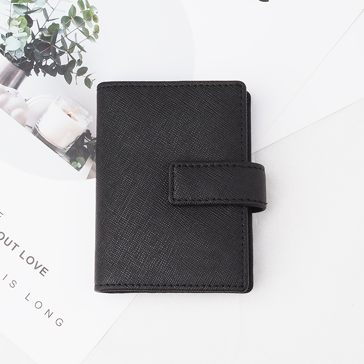 black saffiano Leather Card Holder with zipper for man