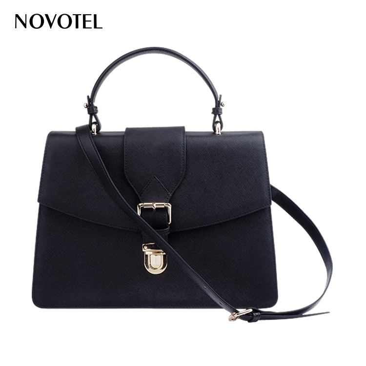 Fashion trendy big shoulder bag women black saffiano leather handbag