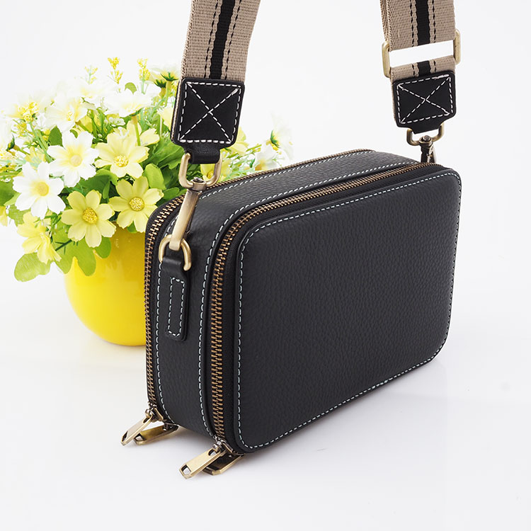 Genuine Leather square mini top handle shoulder handbag for lady crossbag