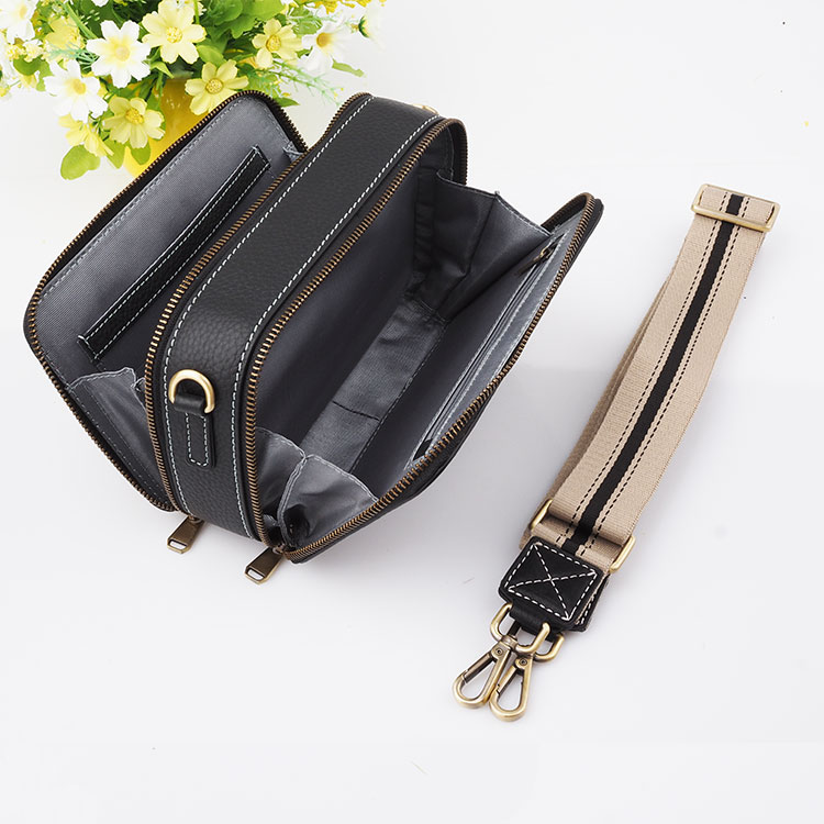 Genuine Leather square mini top handle shoulder handbag for lady crossbag