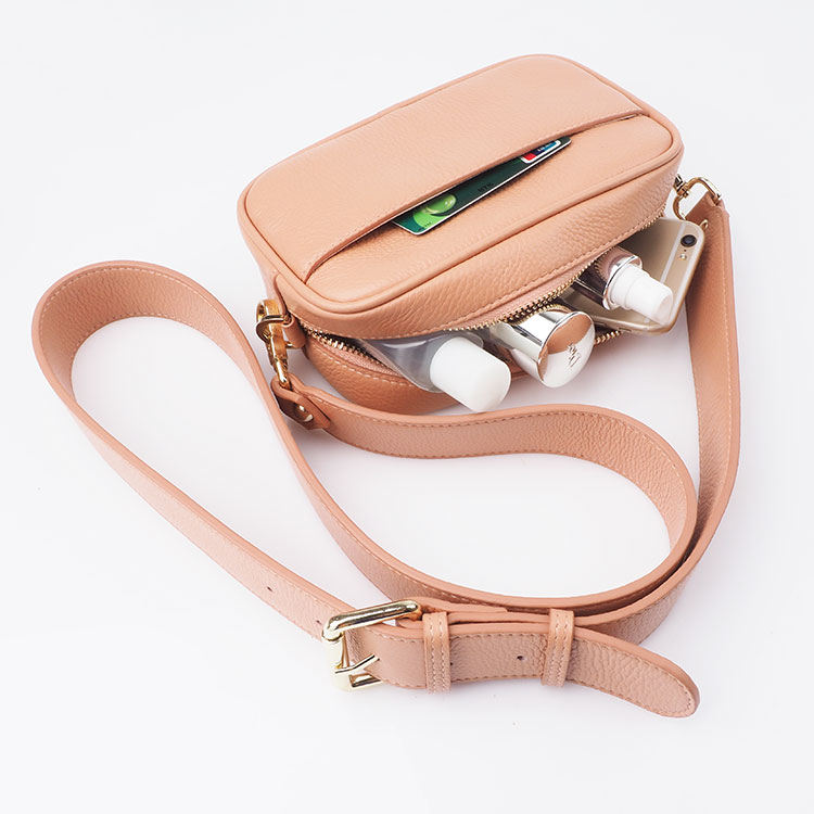Genuine Leather square mini top handle shoulder handbag for lady crossbag