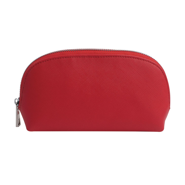 Red saffiano Leather Makeup Bag