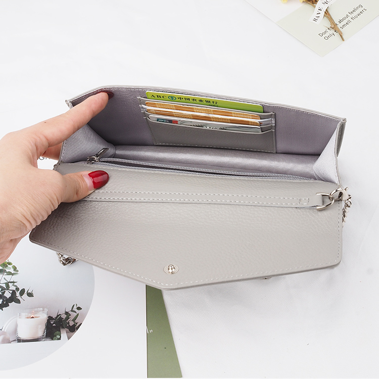 grey hot selling design wholesale leather travel women long Leather Shoulder Bag