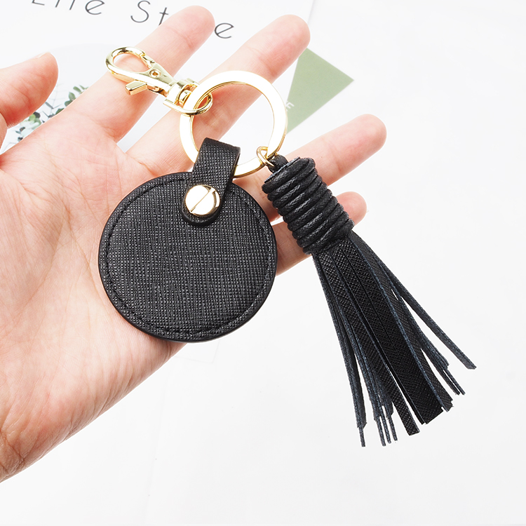 Personalized Custom Logo 100% High Quality Leather Tassel Keychain