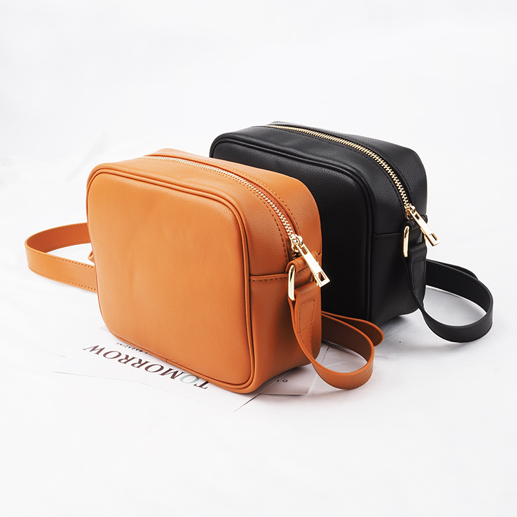 Genuine Leather square mini top handle shoulder handbag for lady crossbag