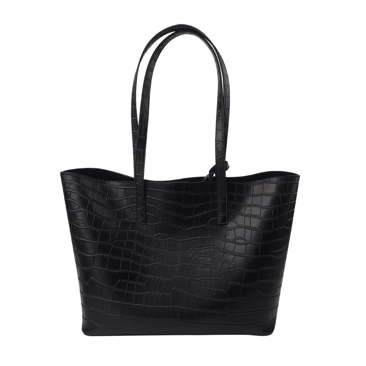 High Quality Fashion Wholesale Luxury Black Handmade Lady Cowhide Crocodile Real Genuine Leather Handbag