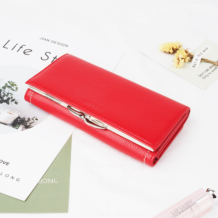 Red wholesale design hot Leather Women Long Wallet