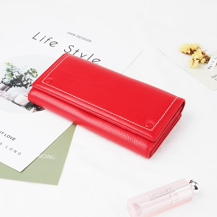 Red wholesale design hot Leather Women Long Wallet