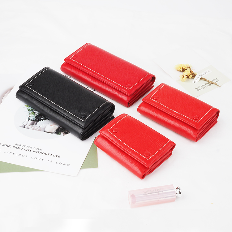 Red fashionable Leather Women new design Short Wallets