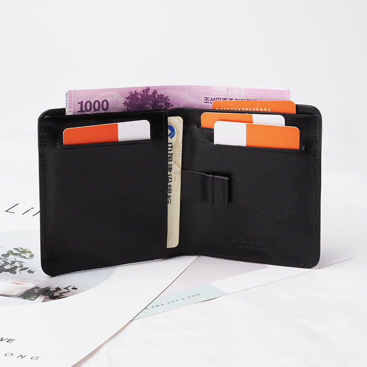 oem custom print pure men waxed leather wallet for men rfid wallet