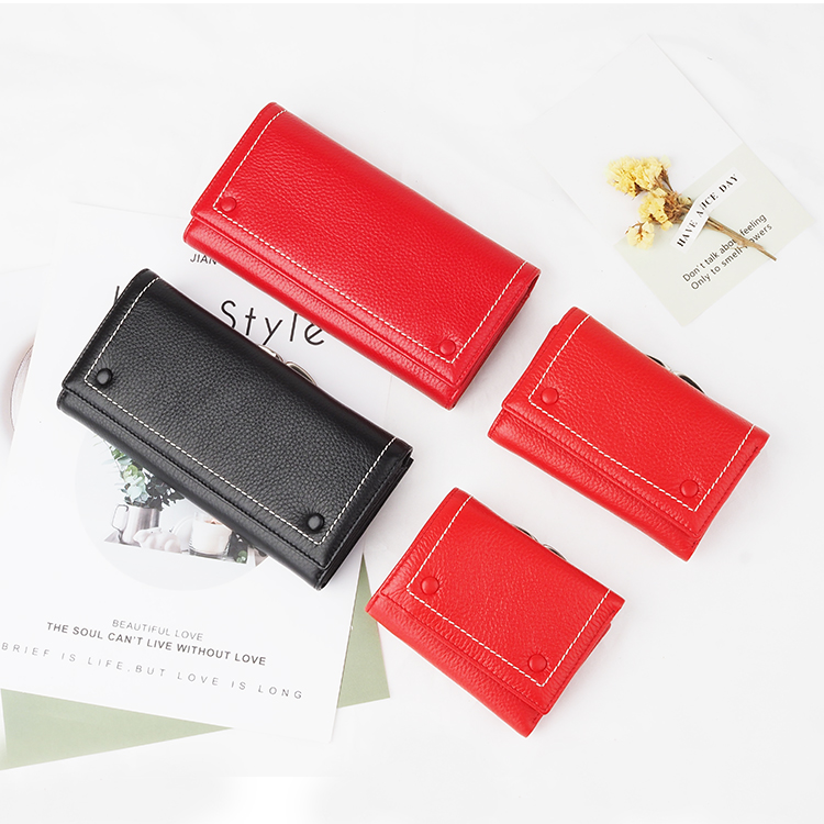 Red fashionable Leather Women new design Short Wallets