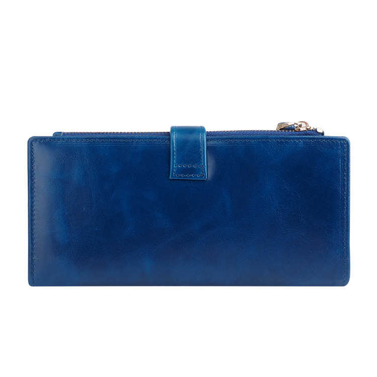 Soft full grain oil wax genuine unisex RFID leather wallet