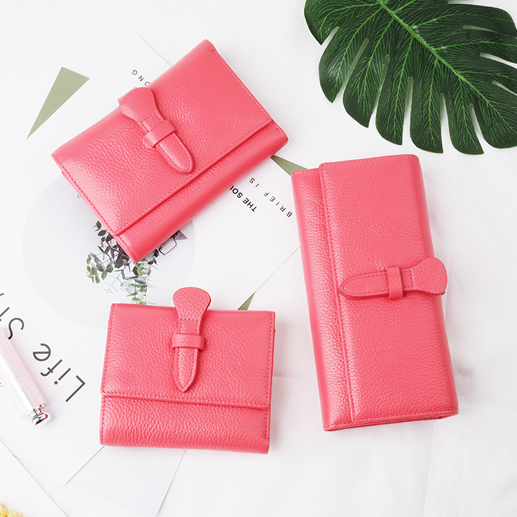 Cossni brand expo design pink female wallet soft genuine leather rfid blocking wallet for young girl