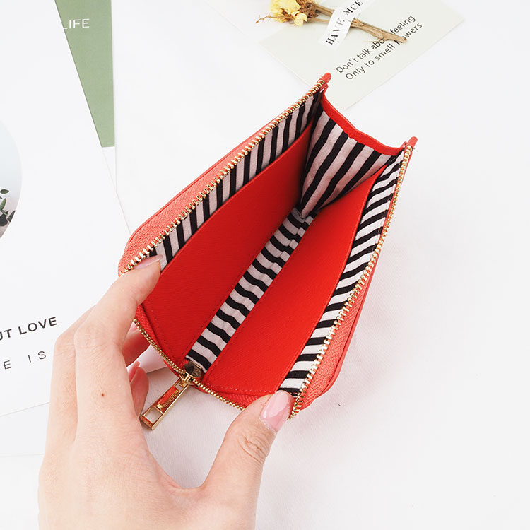wholesale custom small mini zipper coin purse wallet ladies genuine leather keychain coin purse