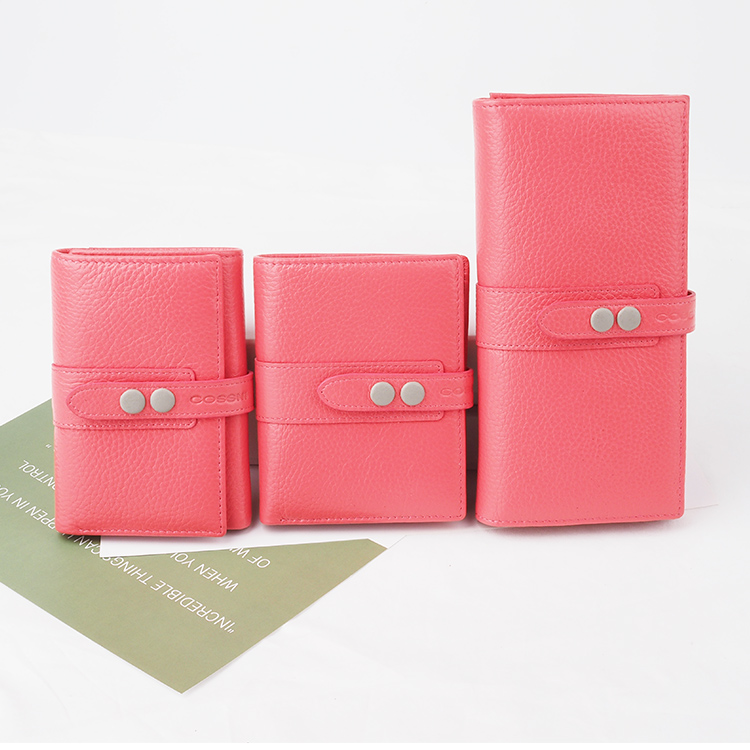 Cossni brand expo design pink female wallet soft genuine leather rfid blocking wallet for young girl