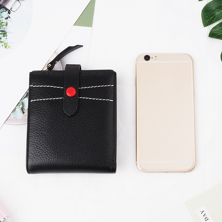 Newable black top Leather Women Short Wallets