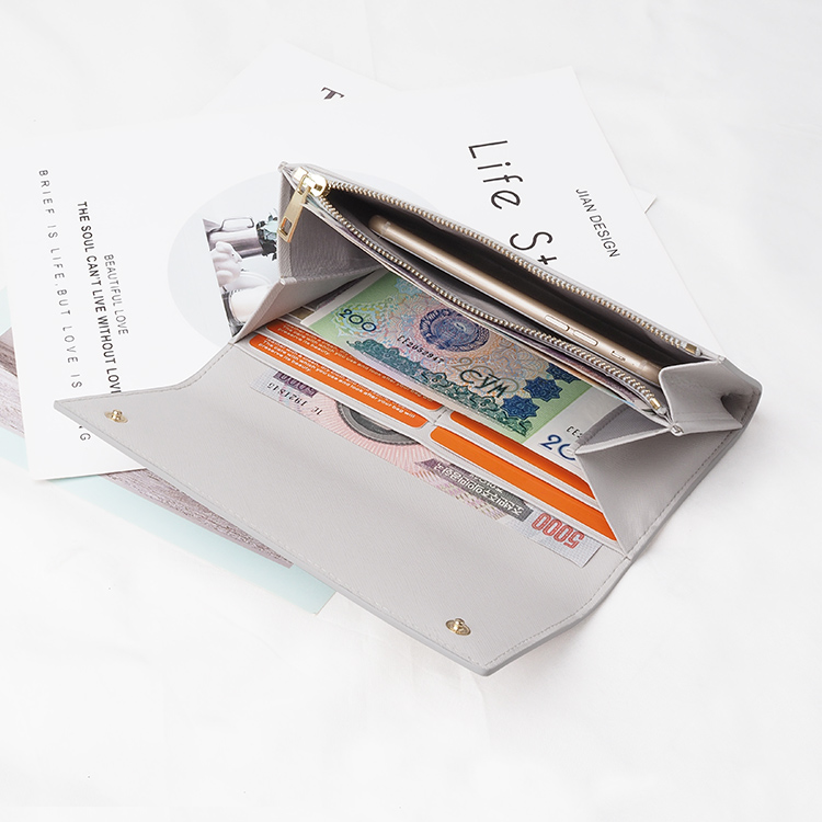 Wholesale saffiano  Leather Women Long Clutch Wallet for Ladies