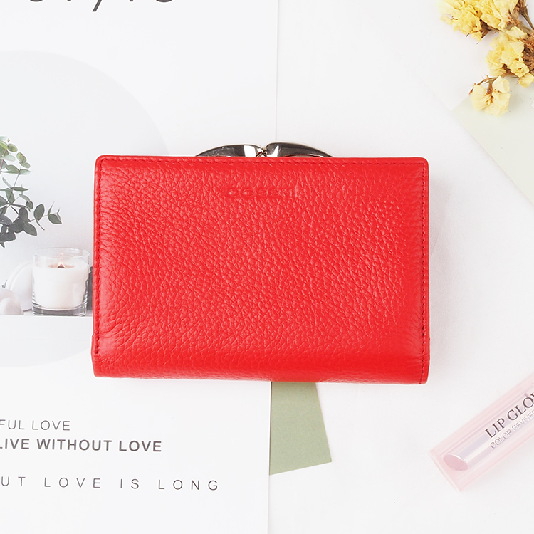 Red fashionable Leather Women new design Short Wallets