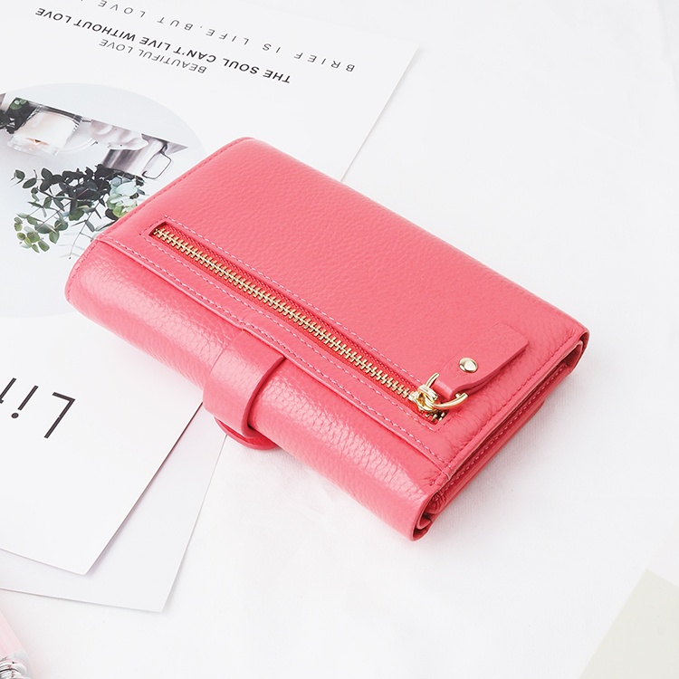 women fresh short purse small tri-fold leather wallet