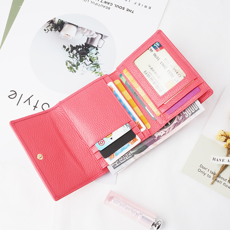 Cossni brand expo design pink female wallet soft genuine leather rfid blocking wallet for young girl
