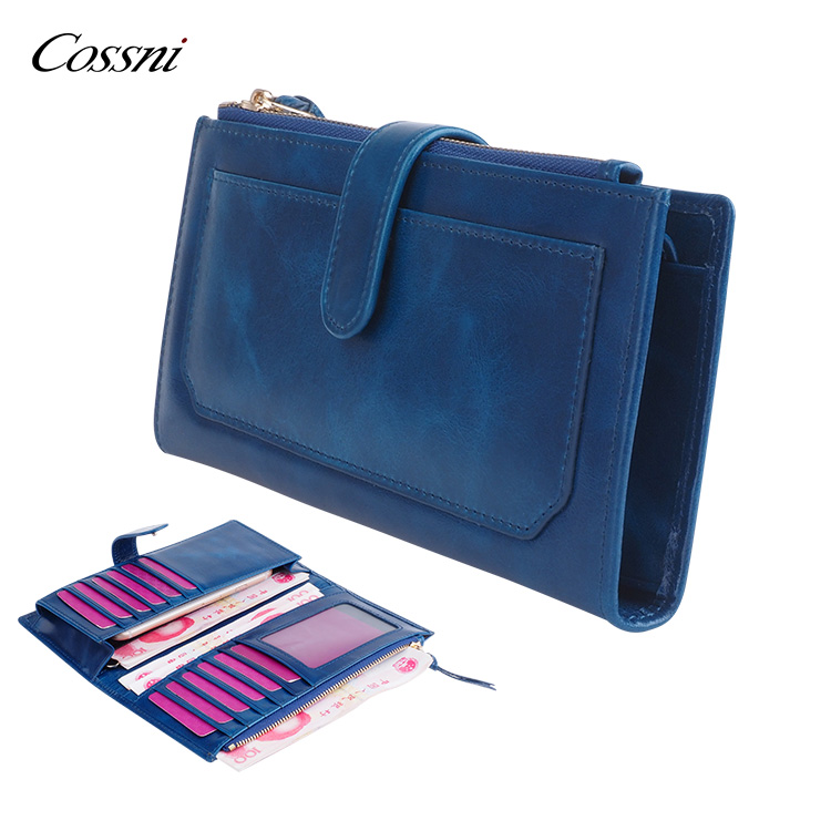 Soft full grain oil wax genuine unisex RFID leather wallet