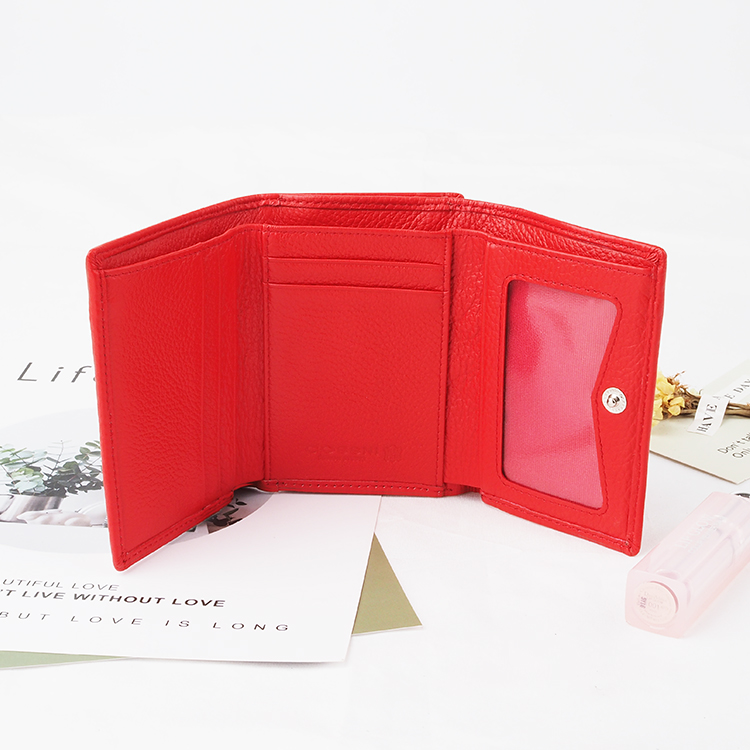 Red New sale genuine Leather Women Short Wallets