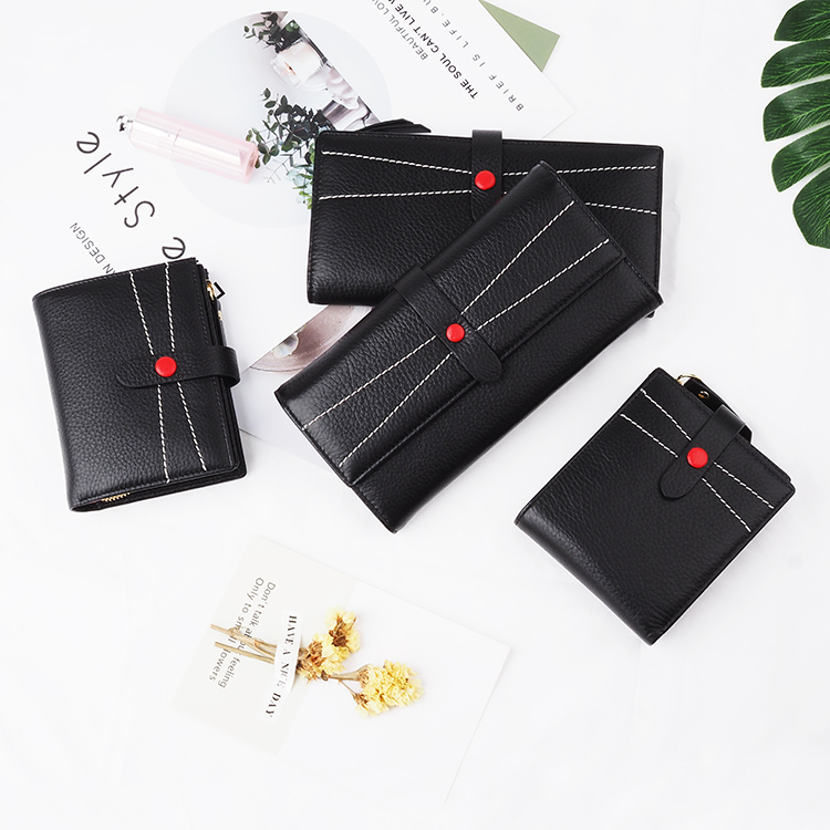 Newable black top Leather Women Short Wallets