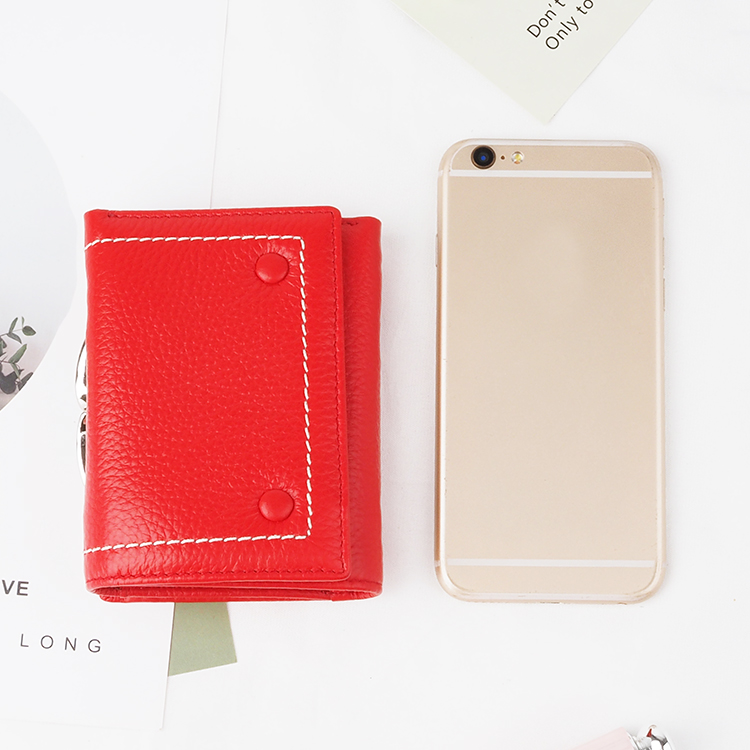 Red New sale genuine Leather Women Short Wallets