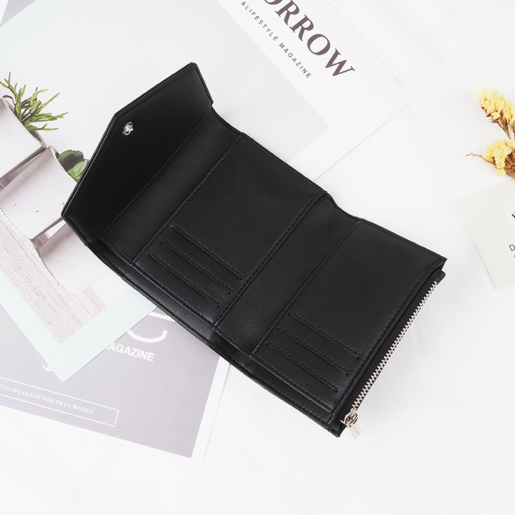 Business black top Leather Women Short Wallets