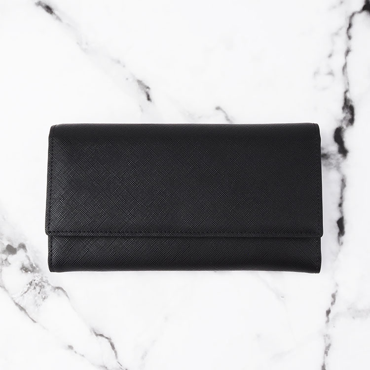 Black simply larg capacity Leather Women Long Wallet