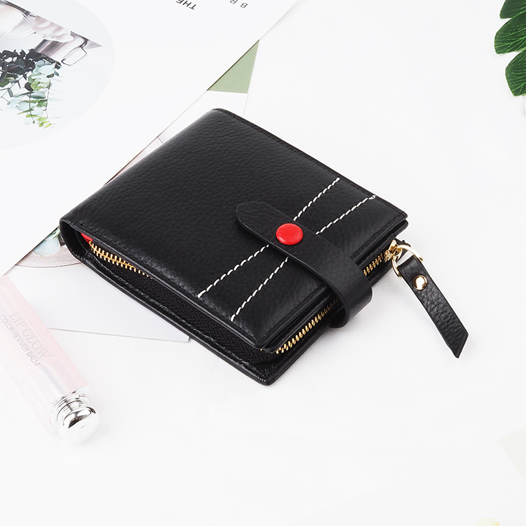 Newable black top Leather Women Short Wallets