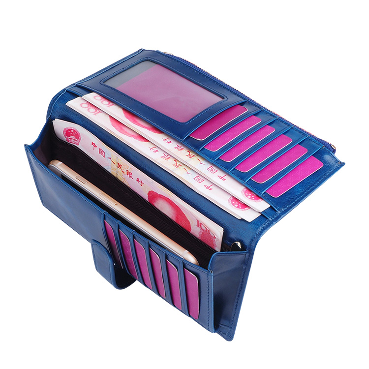 Soft full grain oil wax genuine unisex RFID leather wallet