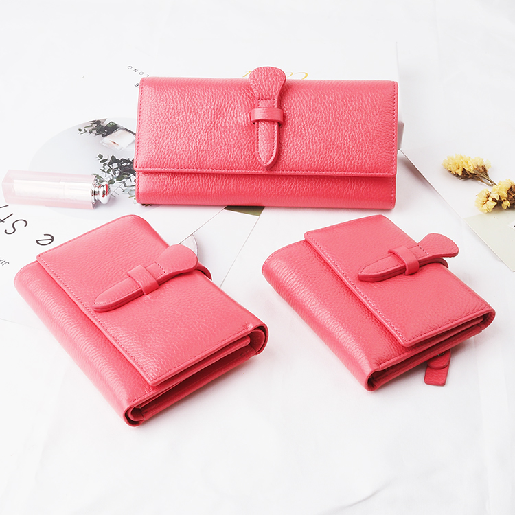 women fresh short purse small tri-fold leather wallet