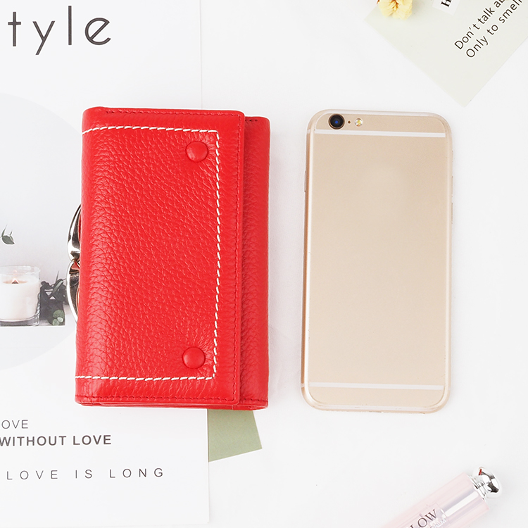 Red fashionable Leather Women new design Short Wallets