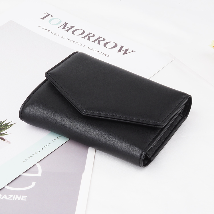 Business black top Leather Women Short Wallets