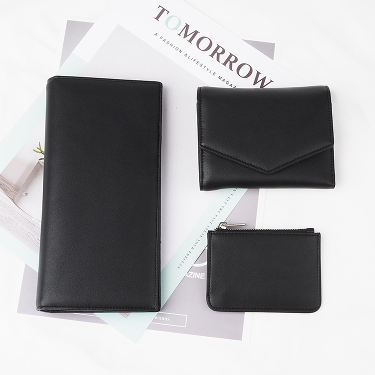 Business black top Leather Women Short Wallets