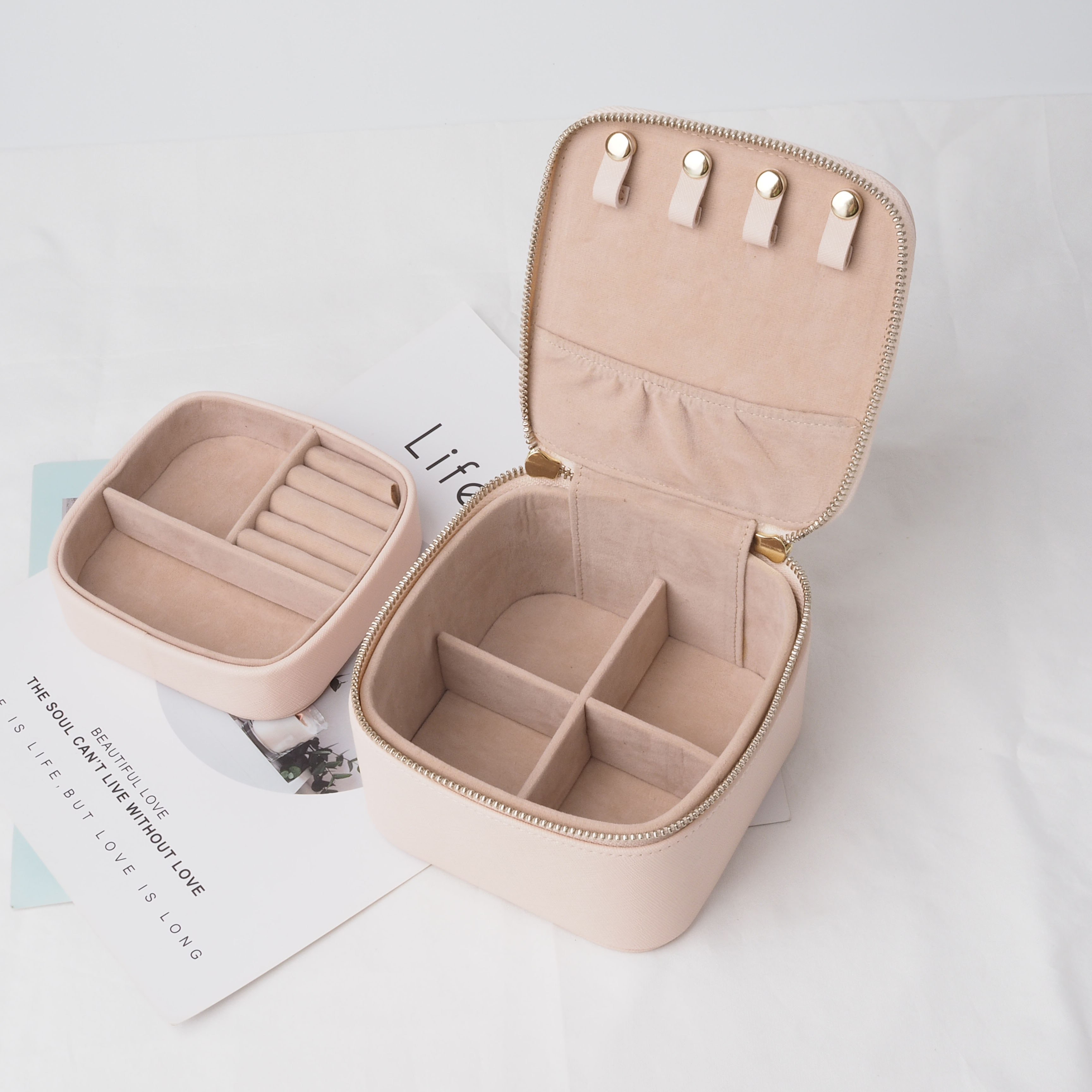Saffiano Leather Travel Jewelry Organizer Case