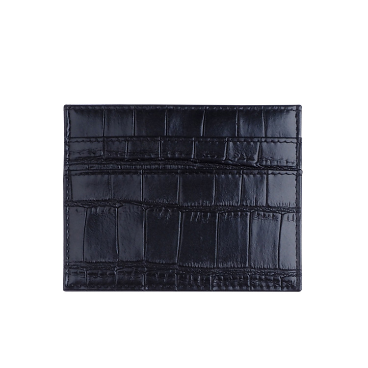 black crocodile Leather with three card slots Card Holder