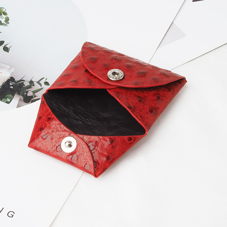 New design red Ostrich grain popper coin purse