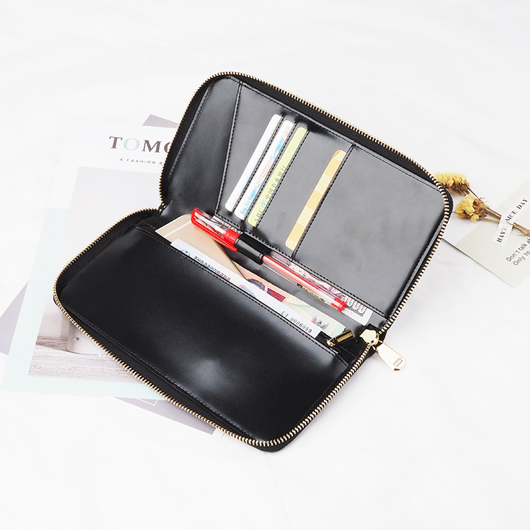 Ladies Travel Purse Zip Wallets Leather Women Long Wallet