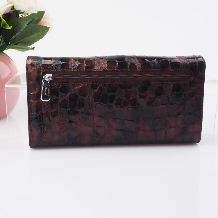 Wholesale genuine leather rfid protection leather women long purse wallet